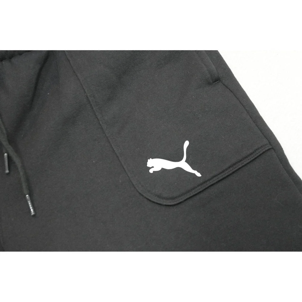 Puma Sweatpants Mens Size Medium Black Fleece Cotton Blend Joggers Tapered EUC‎